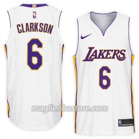 Maglia NBA Los Angeles Lakers Jordan Clarkson 6 Nike 2017-18 Bianco Swingman - Uomo